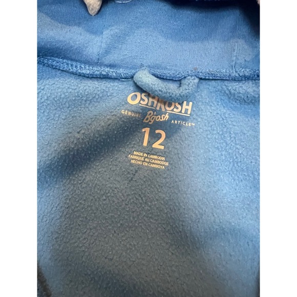 OshKosh B'gosh Kids Blue Monster Fleece Hooded Robe Size 12 - Picture 2 of 5